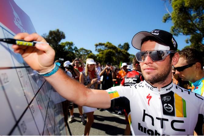 Mark Cavendish the day after crashing signs on
