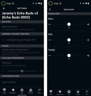 Screenshots showing setup for the Echo Buds (2nd Gen).
