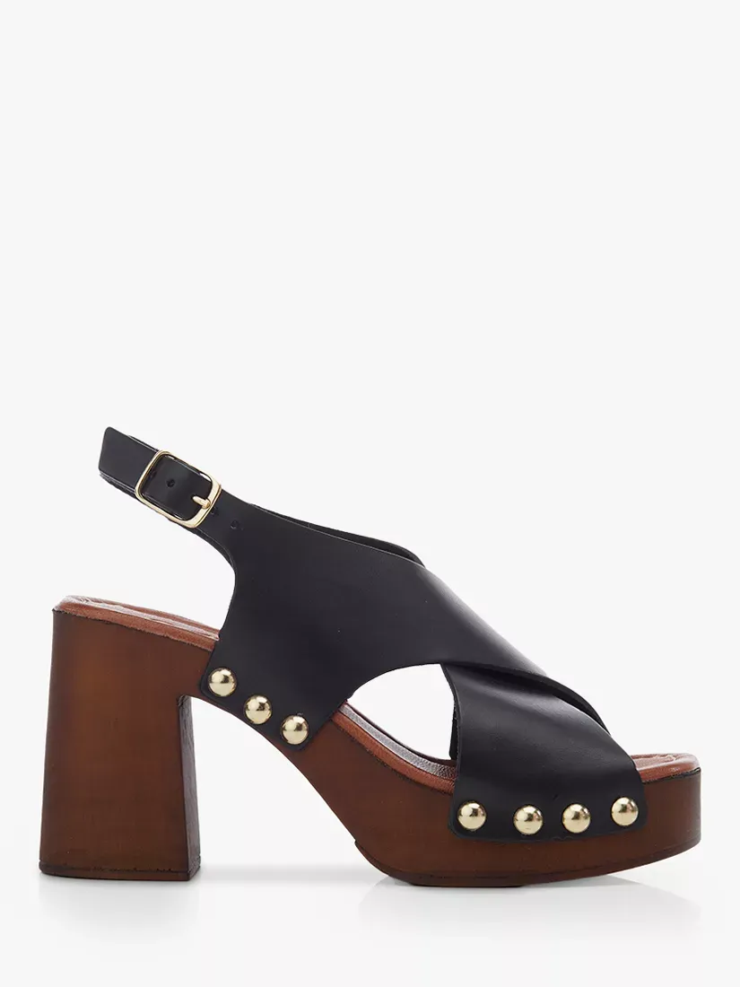 Moda in Pelle Moana Cross Strap Block Heel Clog