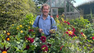 Monty Don deadheading his dahlias at Longmeadow