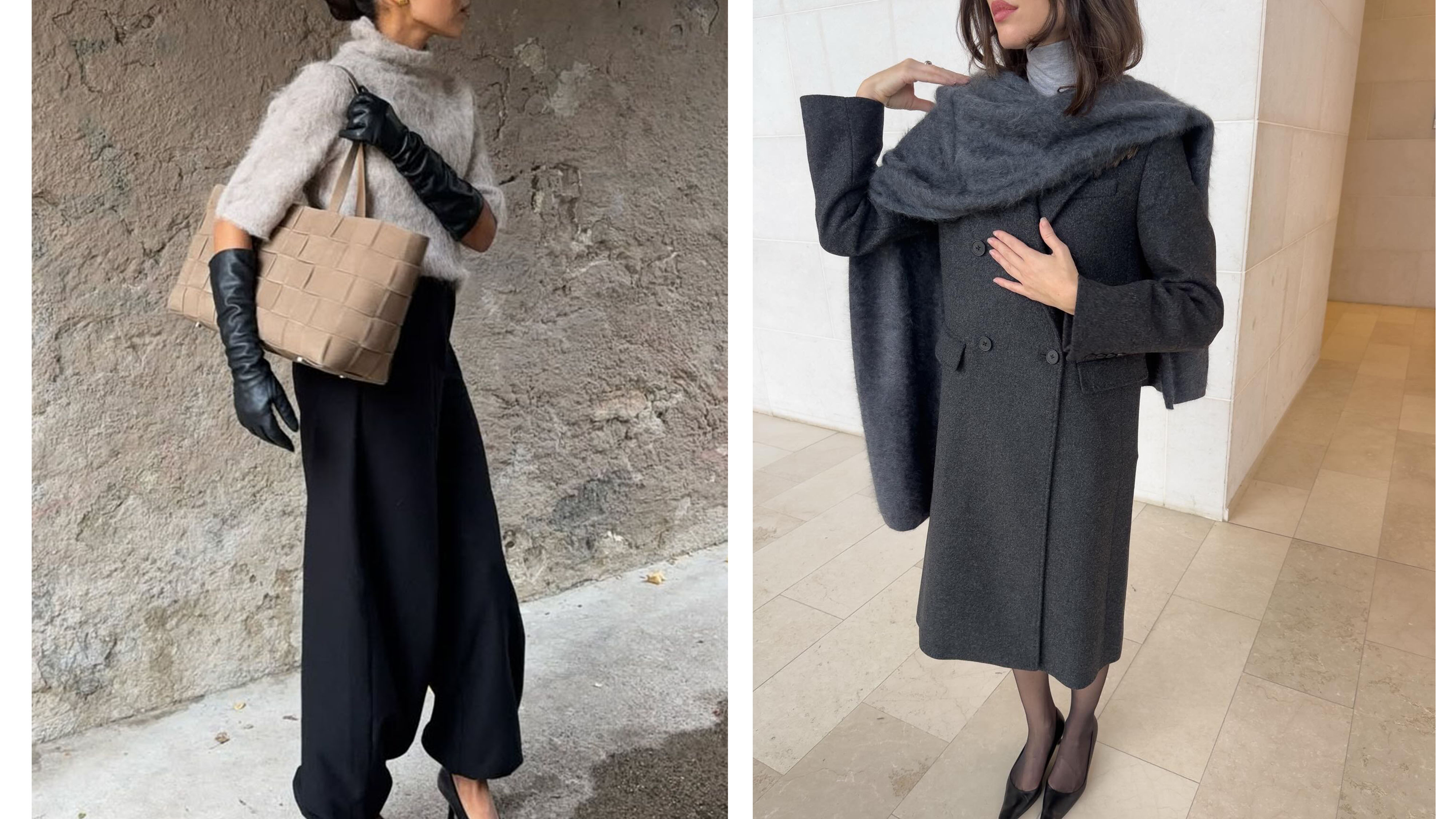 Women wearing elegant winter clothing.