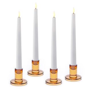 Lamplust Amber Candle Holders for Candlesticks, 4 Pack, 2.5 In, Glass Candlestick Holder, Fits Standard Tapered Candles, Decorative Candle Holders for Table Centerpiece, Colorful Modern Candle Holder