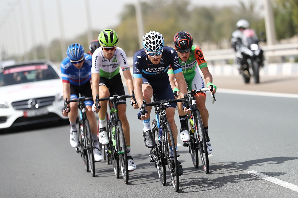 The breakaway on stage 2 of the Abu Dhabi Tour