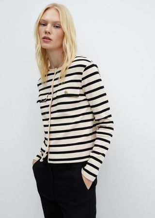 Striped Cardigan With Buttons - Women