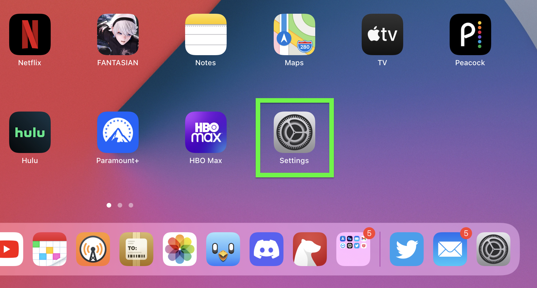 iPadOS 15 beta developer step 8 — open Settings