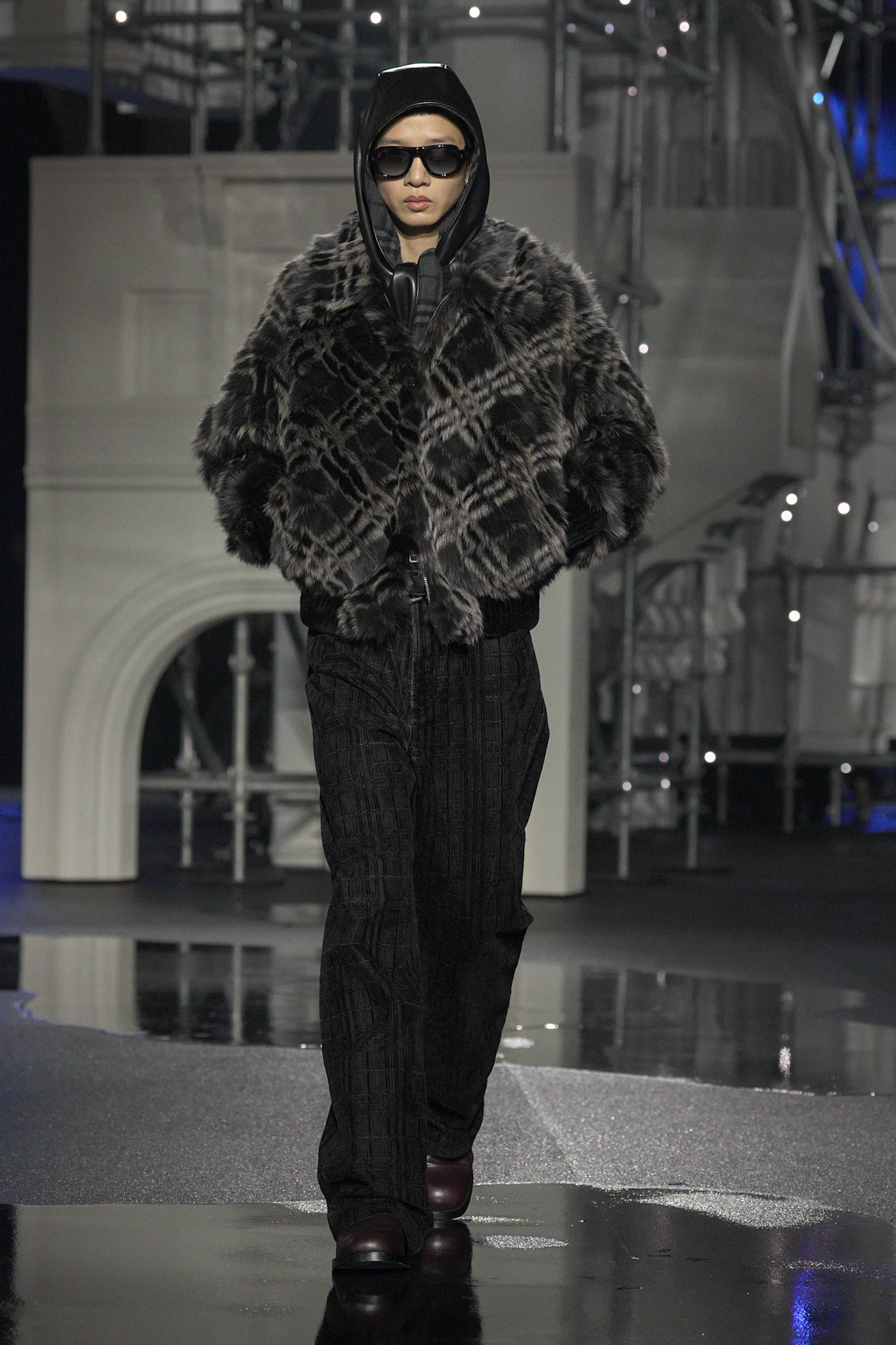 burberry nova check faux fur pieces being worn.