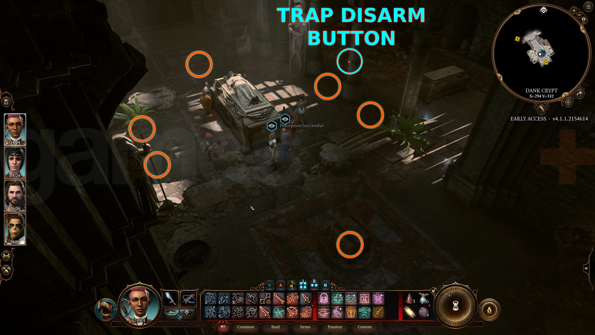 Layout of the Dank Crypt trap in Baldur's Gate 3
