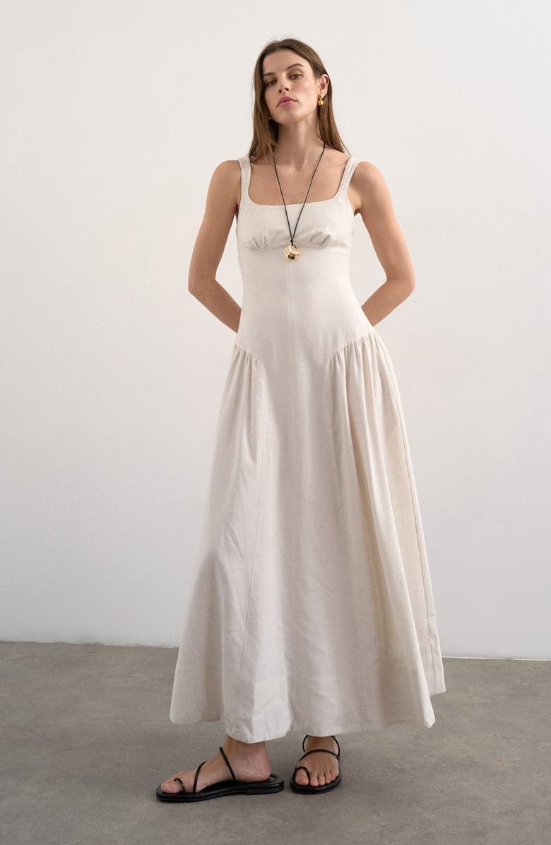 Gathered Fit & Flare Maxi Dress