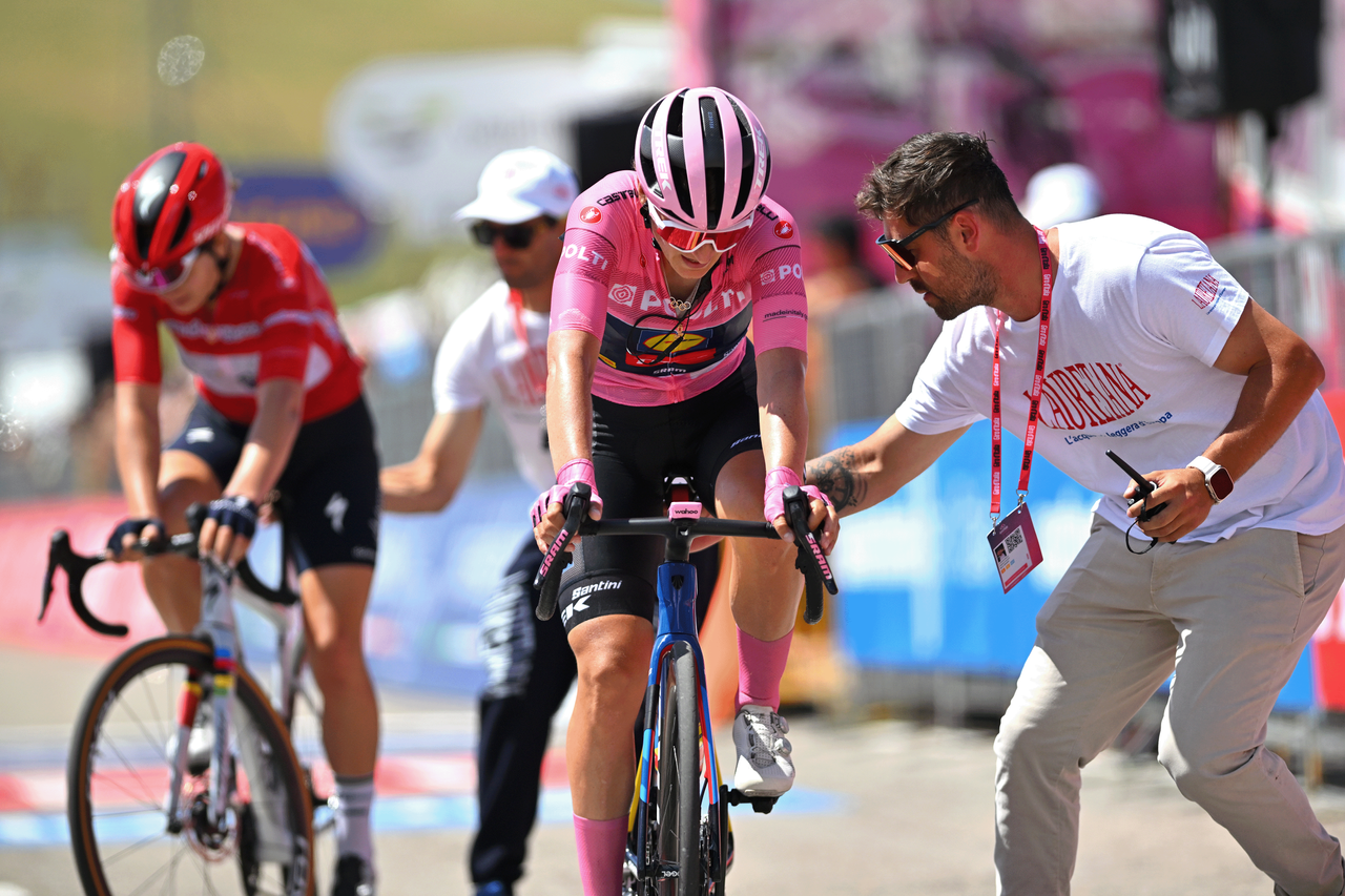 Kopecky and Longo Borghini had to be helped past the line with such harsh gradients