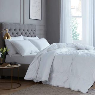 white duvet on a white bed