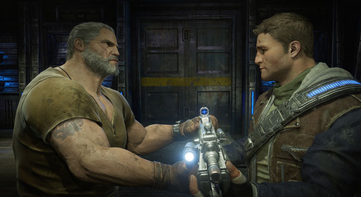 Gears of War 4 co-op campaign gameplay - Johnny and Ian tackle Act One.  Johnny tries not to explode. 