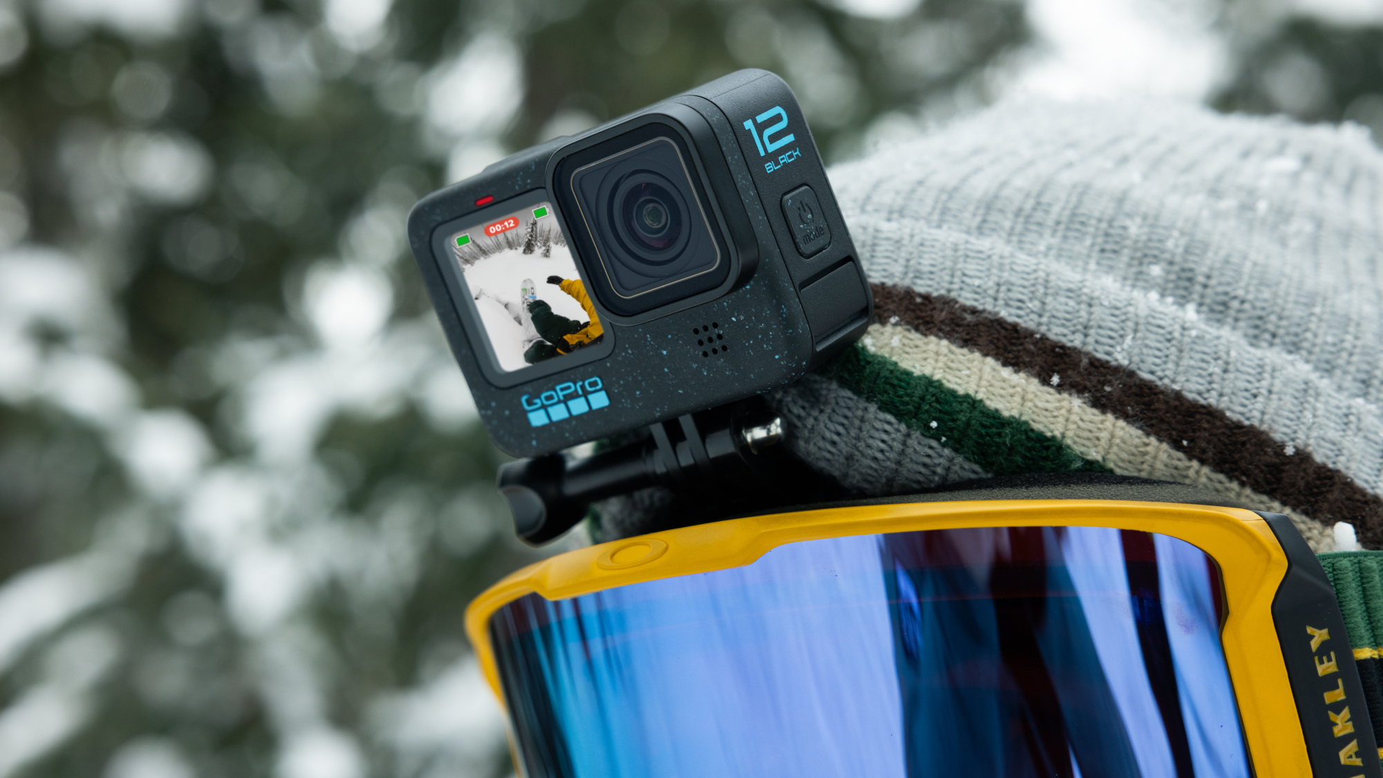 Hero 12 black filming snowboarder