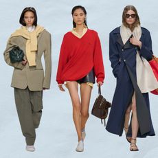 Photos of models wearing Spring Summer 2026 runway looks.