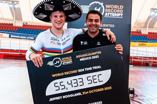 Jeffrey Hoogland during his kilo time trial attempt in Aguascalientes, Mexico