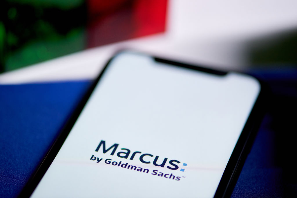 A phone with the logo of Marcus on it 