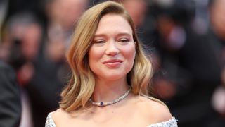 Léa Seydoux is seen with golden blonde hair while she attends "Le Deuxième Acte" ("The Second Act") Screening & opening ceremony red carpet at the 77th annual Cannes Film Festival at Palais des Festivals on May 14, 2024 in Cannes, France