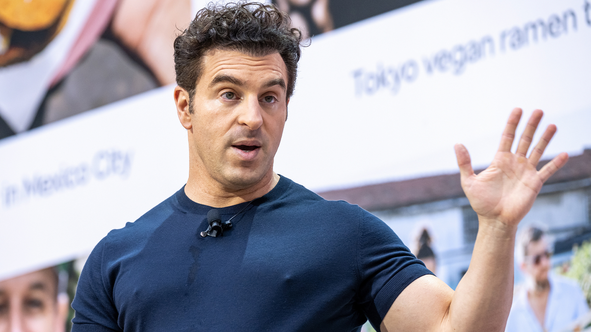 Airbnb CEO Brian Chesky pictured at the company's annual product event in San Francisco, USA.