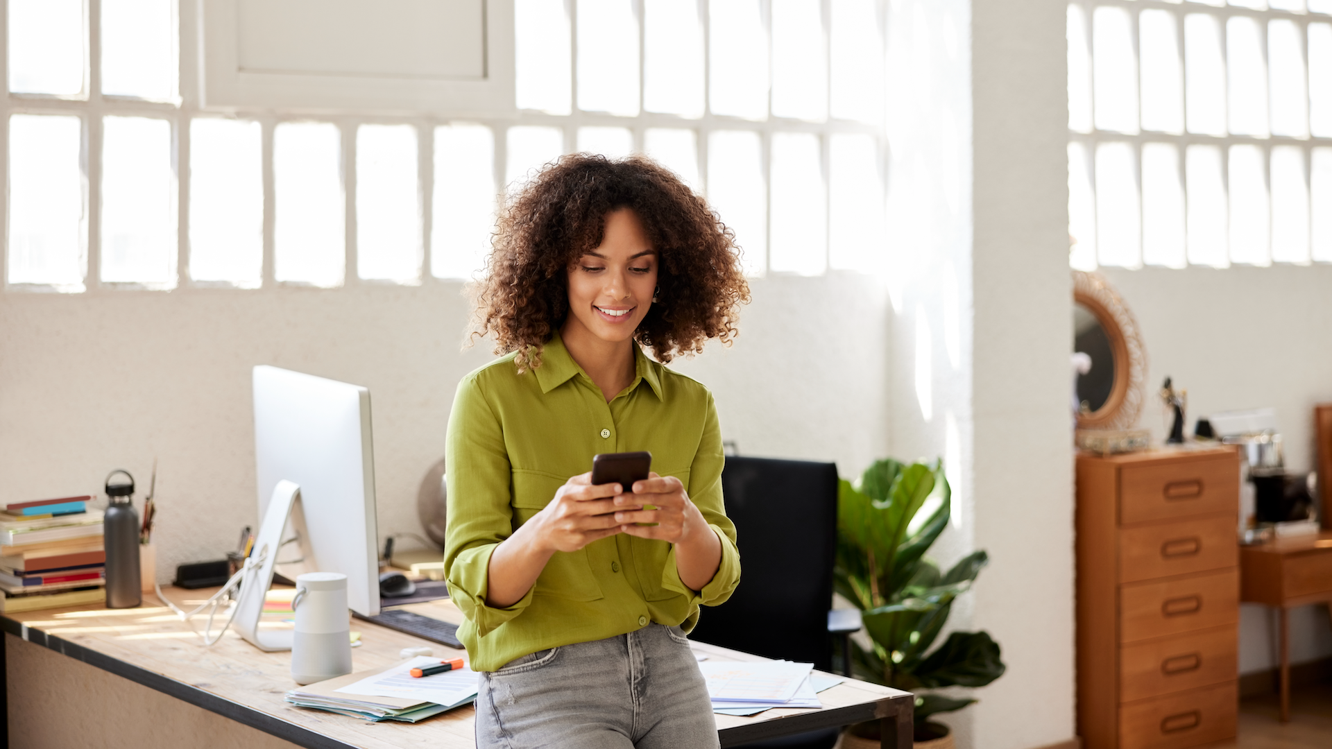 woman using phone