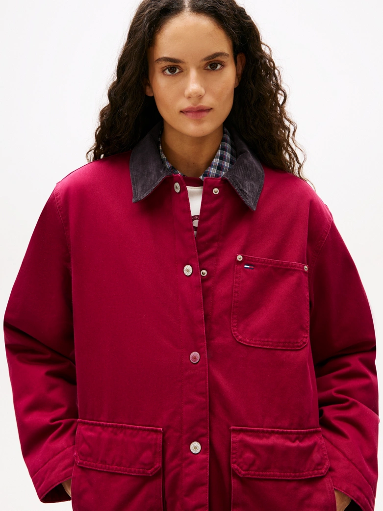 Corduroy Collar Twill Utility Jacket