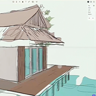 A house sketch in 3D