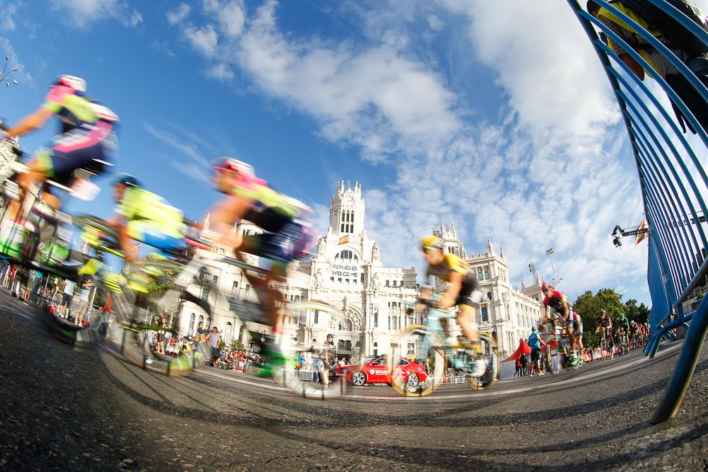 The peloton in action during stage 21 at the Vuelta.