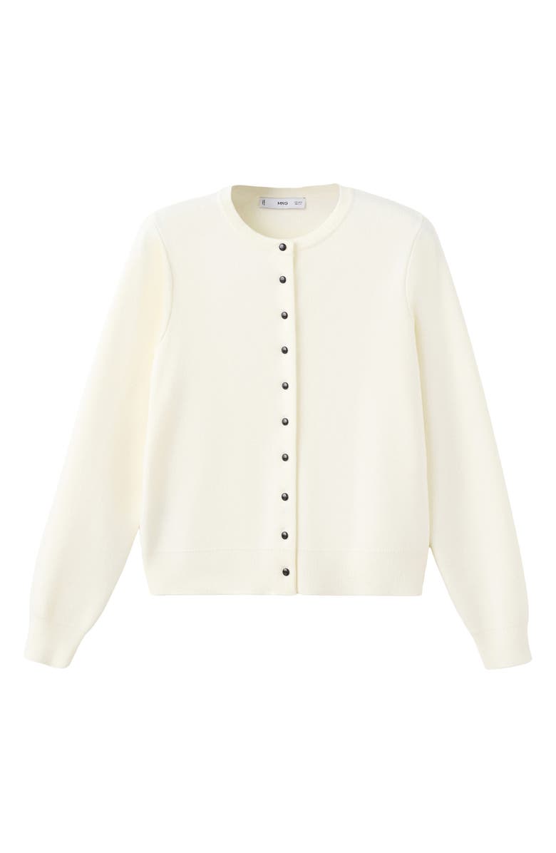Contrast Button Crewneck Cardigan