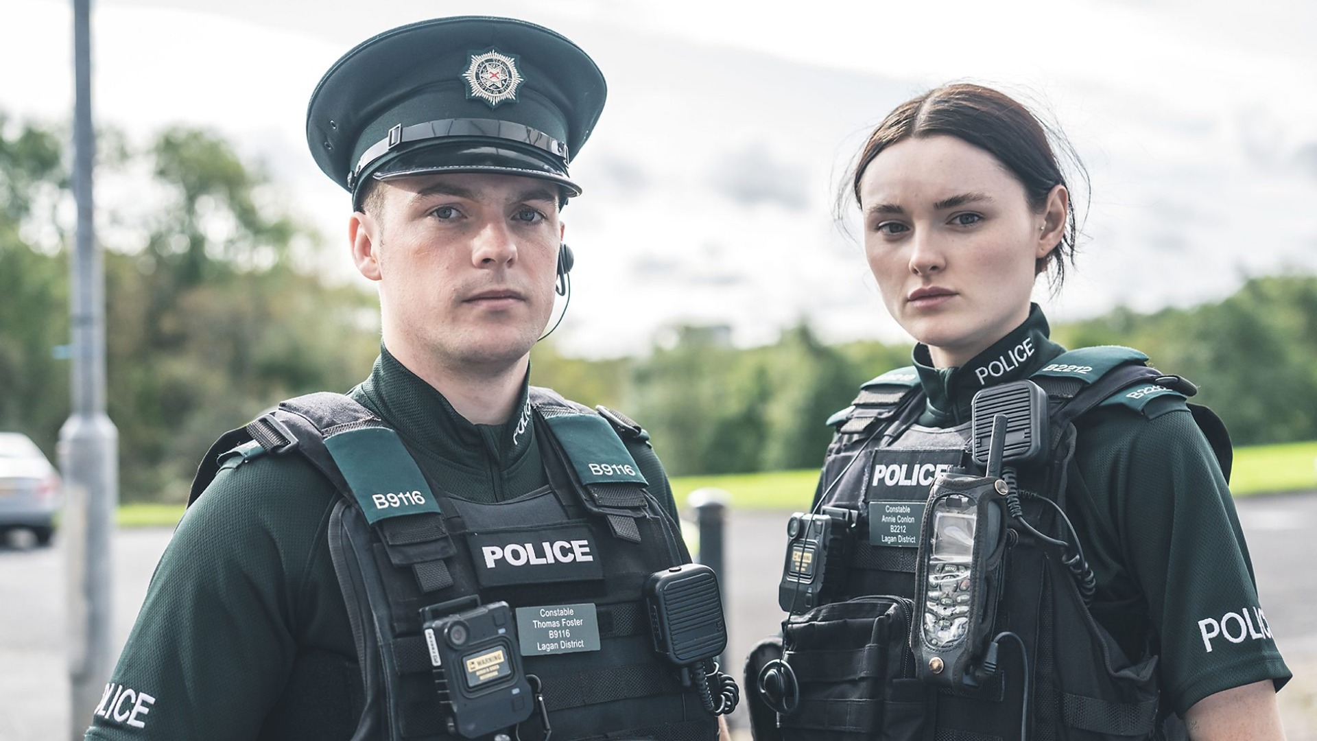 Tommy Foster (Nathan Braniff) and Annie Conlon (Katherine Devlin) in Blue Lights