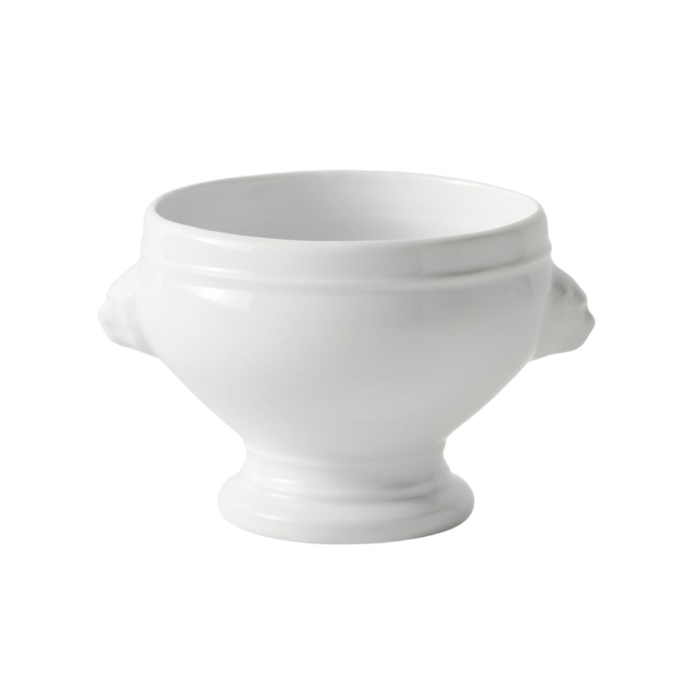 Porcelain soup bowl with lion's head motif
