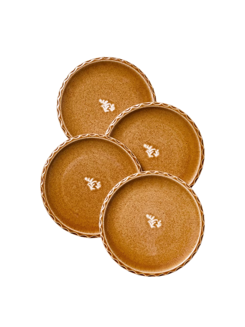 Pinched Edge Stoneware Appetizer Plates, Set of 4