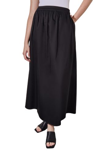 Ming Wang, Gathered Cotton Blend Maxi Skirt