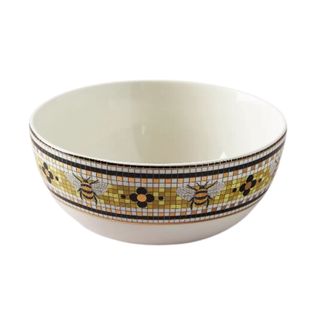 A white bowl with a tiled decoration