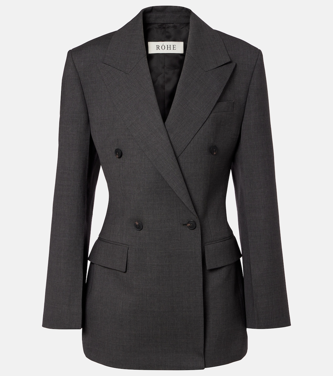 Hourglass Double-Breasted Wool Blazer