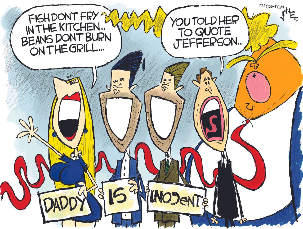 Political Cartoon U.S. Trump Kids Defense Ivanka Quotes Jefferson