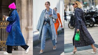 three women in denim coats