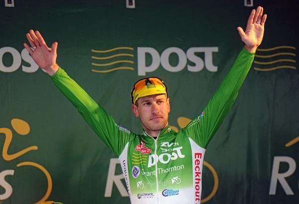 Stage 3 winner Gediminas Bagdonas (An Post-Sean Kelly) on the podium.