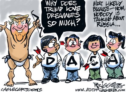 Political cartoon U.S. Trump DACA Russia investigation