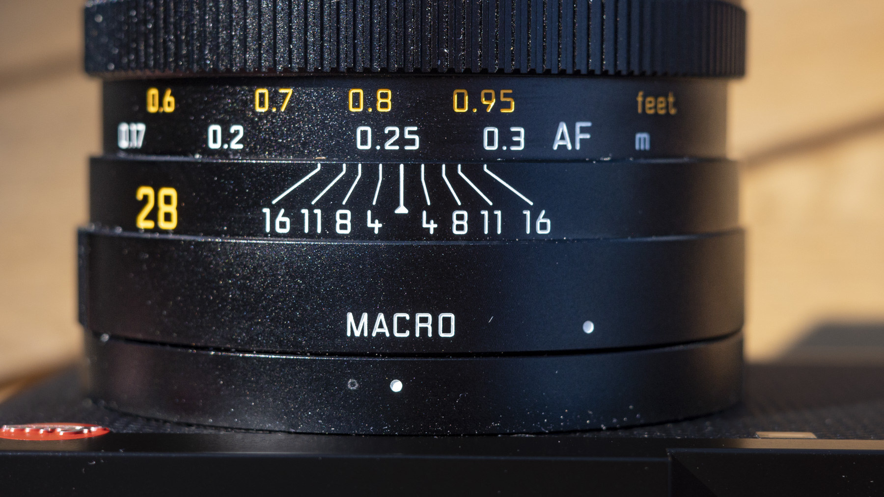 Leica Q3 camera closeup of lens in its macro setting