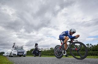 Mads Wurtz Schmidt of Virtu Pro Veloconcept wins stage four at the Postnord Danmark Rundt race time trial in Nyborg