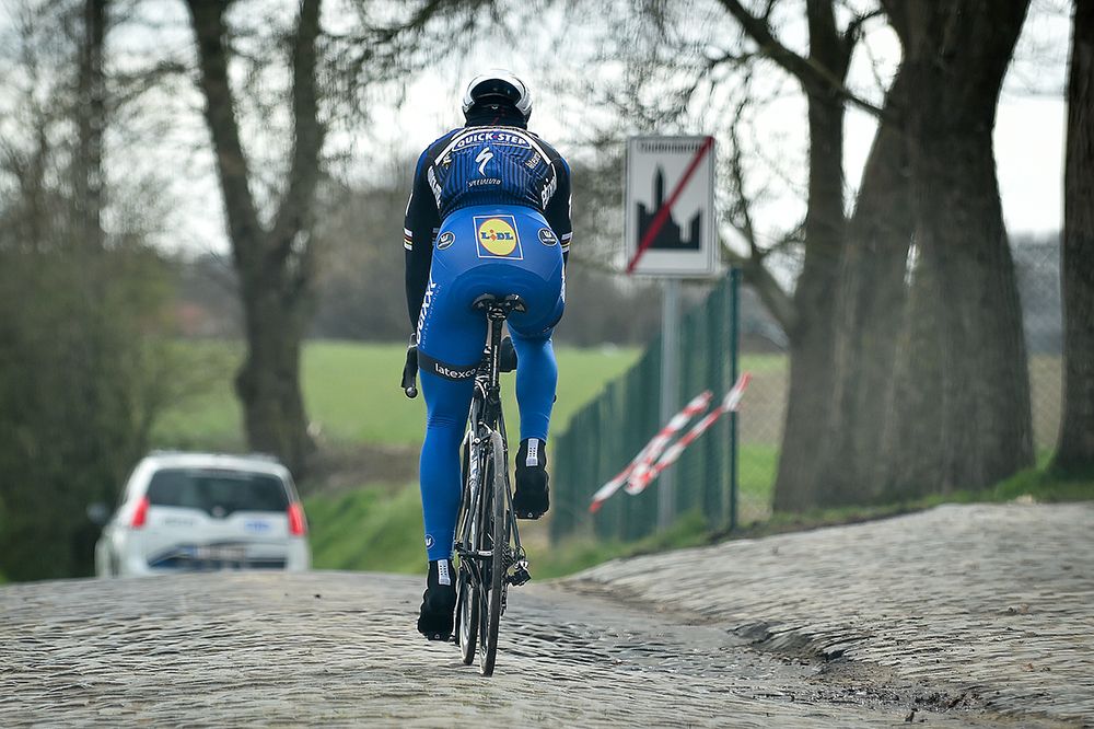 Tom Boonen (Etixx-Quickstep) on the pav&eacute;