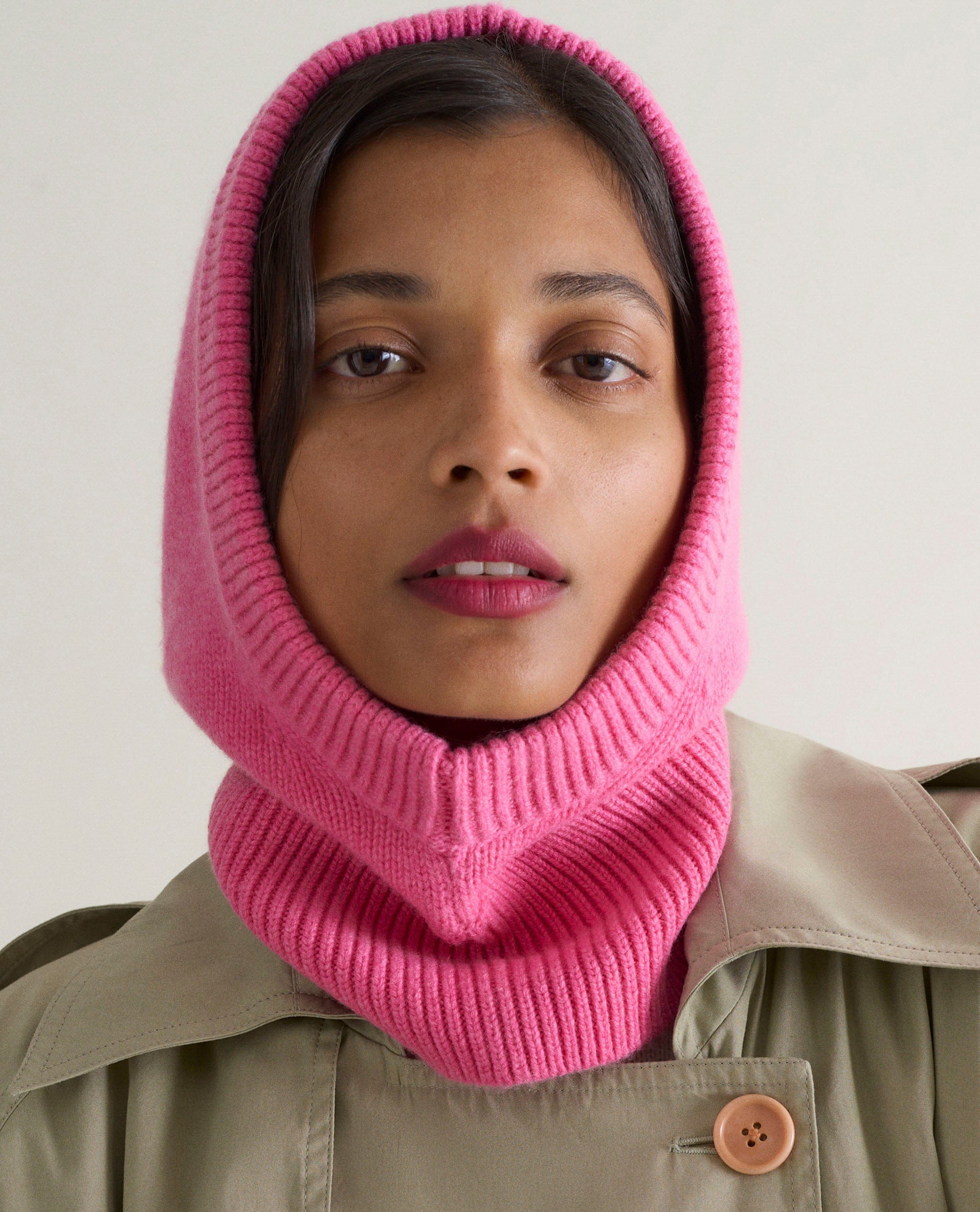 Pink Cashmere Merino Knitted Hood | Rise &amp;amp; Fall