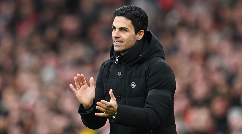 Arsenal manager Mikel Arteta gestures during the Gunners&#039; 1-1 draw with Brentford in February 2023.