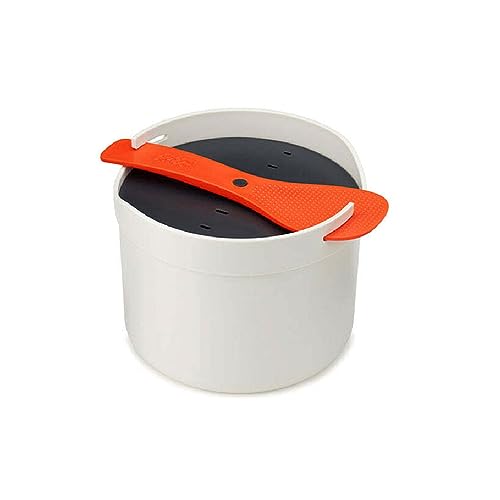 Joseph Joseph M-Cuisine Microwave Rice and Grain Cooker Steamer, Dishwasher Safe - Stone/orange, 2 Litre
