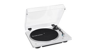 The Audio-Technica LP70XBT record player on a white background