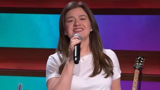 Kelly Clarkson is shown on The Kelly Clarkson Show.