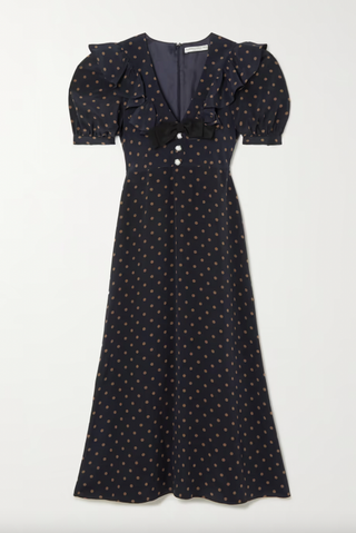Alessandra Rich embellished polka-dot silk midi dress