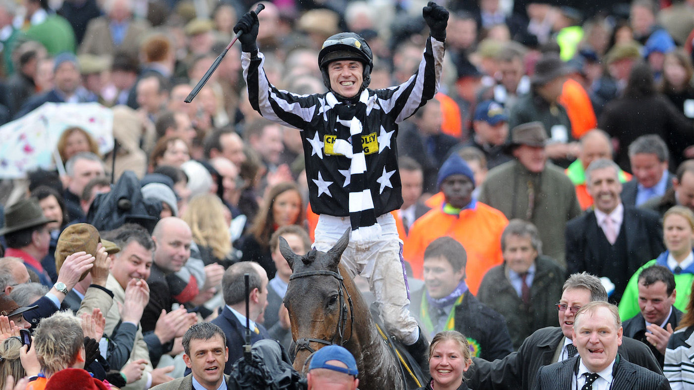 Paddy Brennan and Imperial Commander after winning the 2010 Gold Cup at Cheltenham.