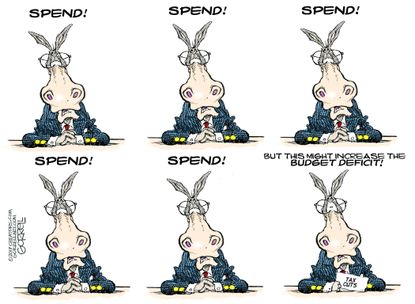 Political cartoon U.S. democrats spending budget deficit