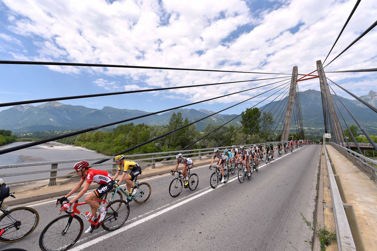 There were some blue skies for the peloton
