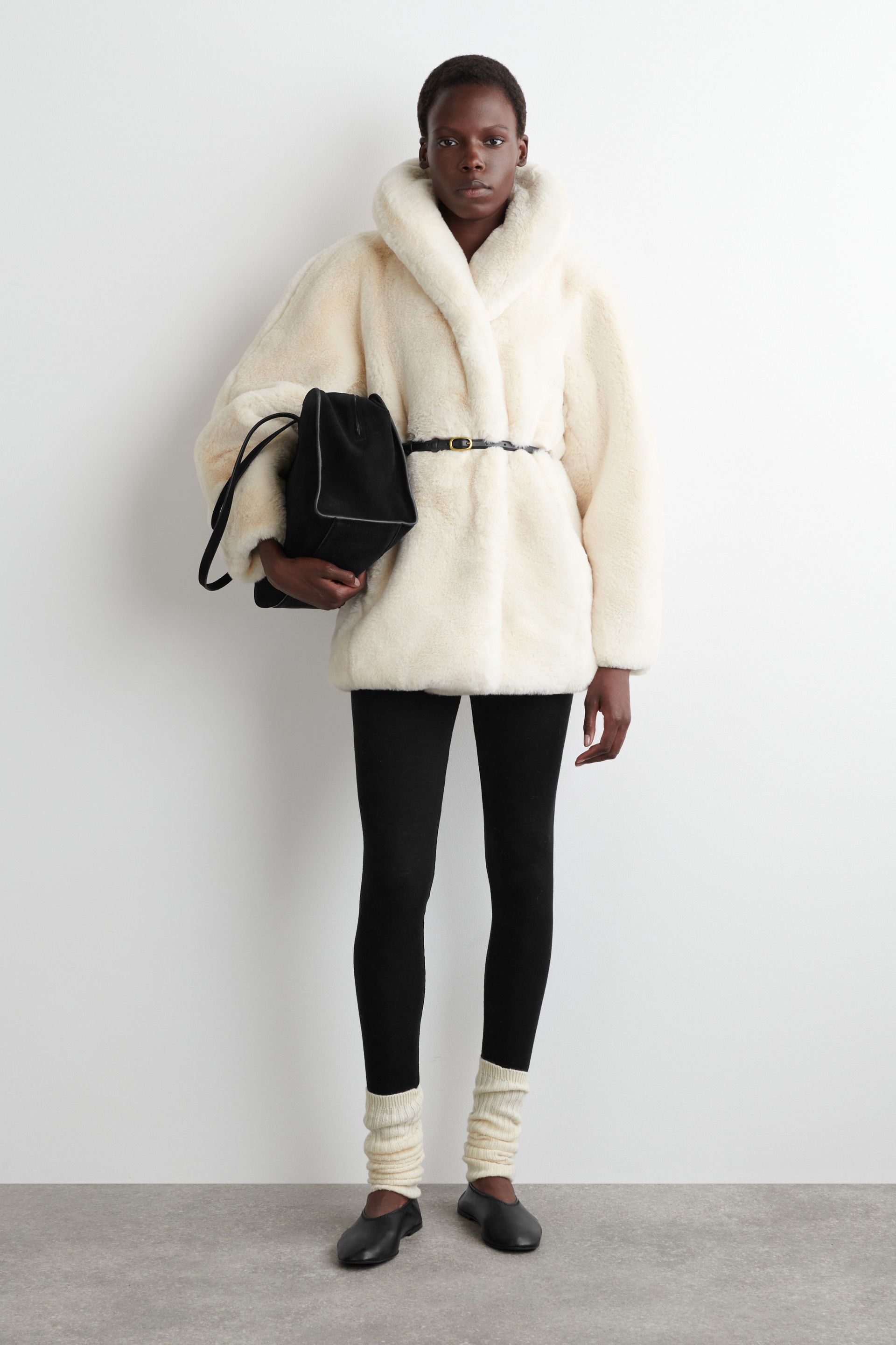 Shawl-Collar Fur-Effect Jacket