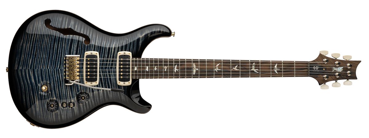 PRS's new 40th Anniversary Custom 24-08 Semi-Hollow Limited Edition guitar, shown in all four available finishes